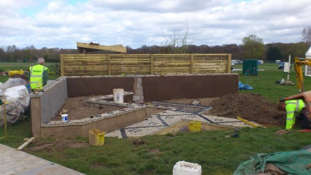 The walls and paving