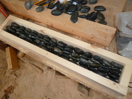 Pebble panel before adding the grout